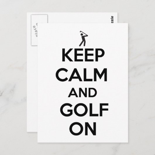 Carte Postale Gardez le calme et le golf sur (Devant / Derrière)
