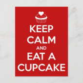 Carte Postale Gardez le calme et mangez un cupcake rouge (Devant)
