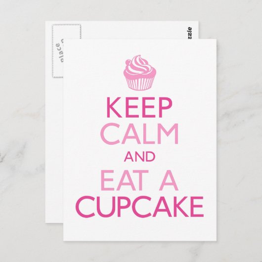 Carte Postale Gardez le calme et mangez un gâteau (Devant / Derrière)