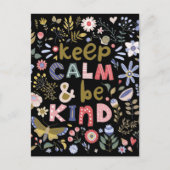 Carte Postale Gardez Le Calme Et Soyez Des Fleurs D'Art Folk (Devant)