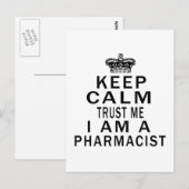 Carte Postale Gardez Le Calme Faites-moi confiance Je Suis Pharm (Devant / Derrière)