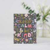 Carte Postale Gardez Le Calme Soyez Des Fleurs D'Art Folk (Debout devant)