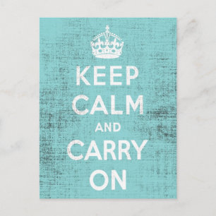 Carte Postale Gardez le calme toile bleue Grunge