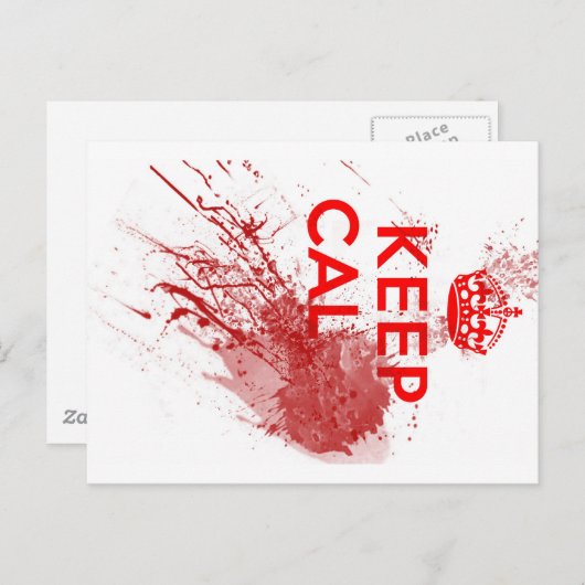 Carte Postale Gardez le zombi sanglant calme (Devant / Derrière)