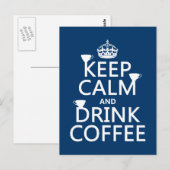 Carte Postale Gardez votre calme et buvez du café - toutes coule (Devant / Derrière)