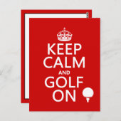 Carte Postale Gardez votre calme et continuez à jouer au golf -  (Devant / Derrière)