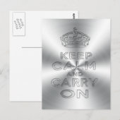 Carte Postale Gardez votre calme et continuez sur métal brillant (Devant / Derrière)