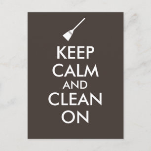 Carte Postale Gardez votre calme et nettoyez avec un balai perso