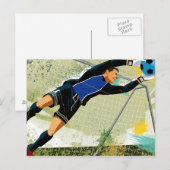 Carte Postale Gardien de but du football bloquant la boule (Devant / Derrière)