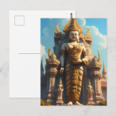 Carte Postale Gardien du temple thaïlandais doré (Devant / Derrière)