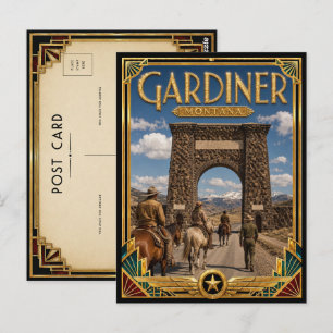Carte Postale Gardiner Montana Art Déco Vintage Âge d'Or