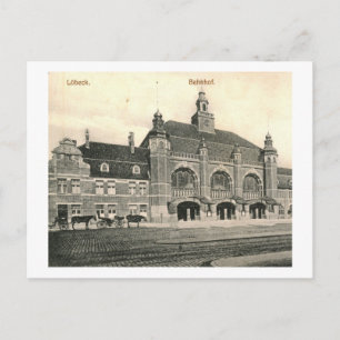Carte Postale Gare Bahnhof, Lubeck, Allemagne Vintage