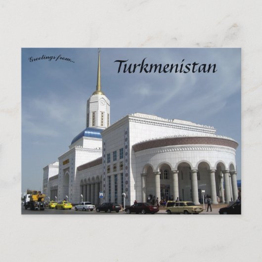 Carte Postale Gare d'Ashgabat au Turkménistan (Devant)