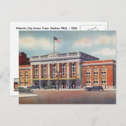 Carte Postale Gare d'Atlantic City 1936 PRSL (Devant / Derrière)