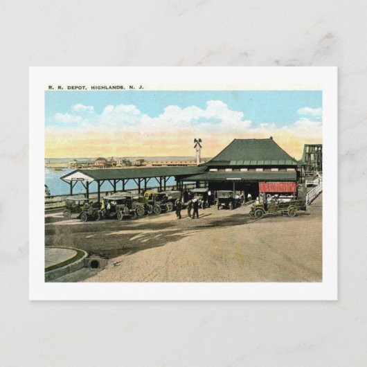 Carte Postale Gare d'Atlantic Highlands NJ Vintage (Devant)