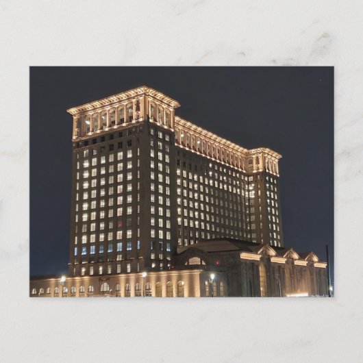 Carte Postale Gare de Detroit la nuit (Devant)