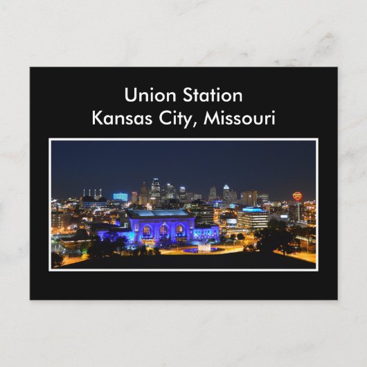 Carte Postale Gare de Kansas City Union en bleu (Devant)