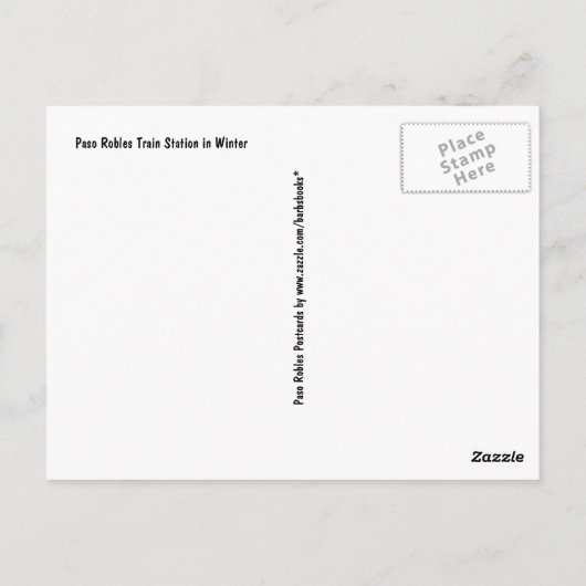 Carte postale : gare de Paso Robles en hiver (Dos)