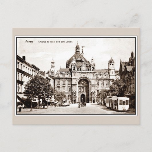 Carte Postale Gare vintage d'Anvers Central (Devant)
