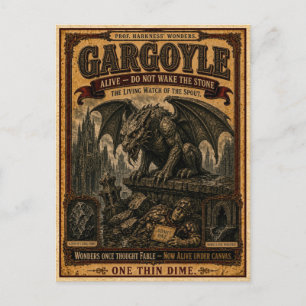 Carte Postale Gargouille, Monstre de Cirque Vintage
