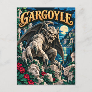 Carte Postale Gargouille, Monstre de Papier Découpé