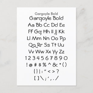 Carte Postale Gargoyle Bold - Feuille d'échantillonnage de polic