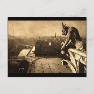 Carte Postale Gargoyle Notre Dame, Paris France 1912 Vintage