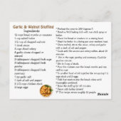 Carte Postale Garlic and Walnut Stuffing Recipe Card (Dos)