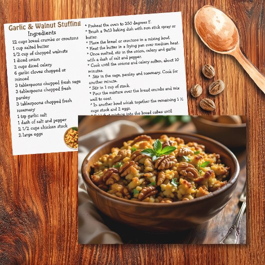 Carte Postale Garlic and Walnut Stuffing Recipe Card