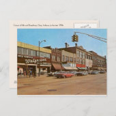 Carte Postale Gary IN du milieu du siècle - 6e et Broadway (Devant / Derrière)