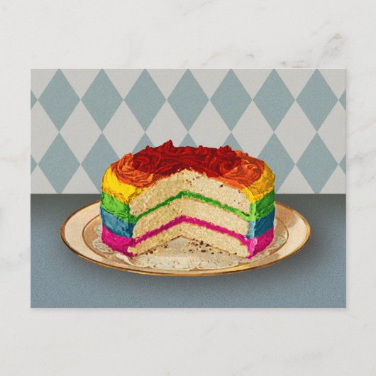 Carte Postale Gâteau arc-en-ciel rétro (Devant)