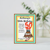 Carte Postale Gâteau au chocolat pour fête d'anniversaire 50 ans (Debout devant)