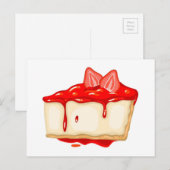 Carte Postale Gâteau au fromage aux fraises délicieux (Devant / Derrière)
