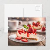 Carte Postale Gâteau au fromage et fraises (Devant / Derrière)