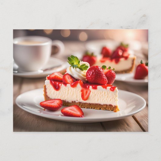 Carte Postale Gâteau au fromage et fraises (Devant)