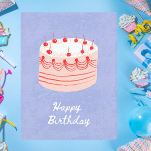 Carte Postale Gâteau aux Cerises Douces Anniversaire