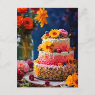Carte Postale Gâteau aux fleurs