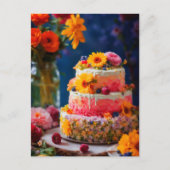 Carte Postale Gâteau aux fleurs (Devant)
