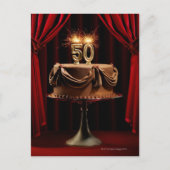 Carte Postale Gâteau BIrthday sur scène avec le nombre 50 bougie (Devant)