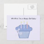 Carte Postale Gâteau bleu d'anniversaire (Devant / Derrière)