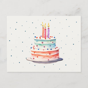 Carte Postale Gâteau coloré d'anniversaire