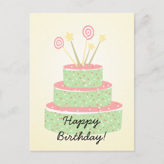 Carte Postale Gâteau Confetti ・ Gâteau d'anniversaire vert