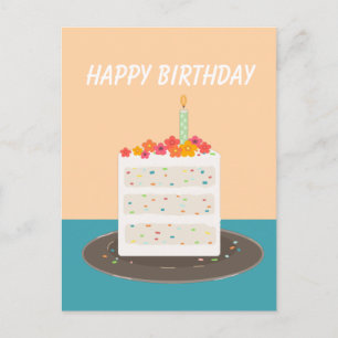 Carte Postale Gâteau Confetti heureux anniversaire