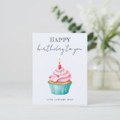 Carte Postale Gâteau Cupcake Aquarelle Joyeux Anniversaire Entre (Debout devant)
