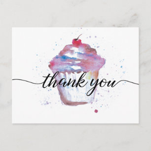 Carte Postale Gâteau cupcake aquarelle Sweet sans logo Boulanger