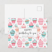 Carte Postale Gâteau Cupcake d'affaires Joyeux Anniversaire (Devant / Derrière)