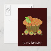 Carte Postale Gâteau cupcake d'anniversaire orange (Devant / Derrière)
