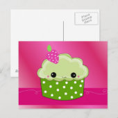 Carte Postale Gâteau Cupcake Doux Visage (Devant / Derrière)