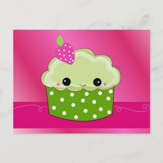 Carte Postale Gâteau Cupcake Doux Visage (Devant)