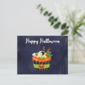 Carte Postale Gâteau cupcake Halloween mignon et effrayant avec  (Debout devant)